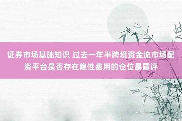 证券市场基础知识 过去一年半跨境资金流市场配资平台是否存在隐性费用的仓位暴露评